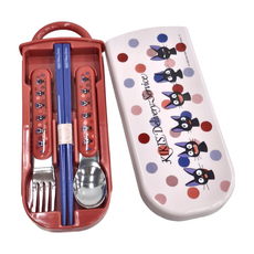 Skater 塑膠AG抗菌三合一餐具組, 湯匙 + 叉子 + 筷子, KIKI, 1組