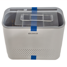 ecoco 意可可 壁掛基礎款筷子筒, 多功能廚房用品收納, 瀝水通風, 附掛勾, 白灰色, 1個