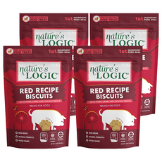 Nature's LOGIC 自然邏輯 狗餅乾，100%天然食材，含豐富消化美酶、益生菌，不含麩質, 紅肉, 14oz, 4包