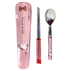 LiLFANT 真空湯筷盒組, 湯匙 + 筷子, 凱蒂貓 粉色, 1組