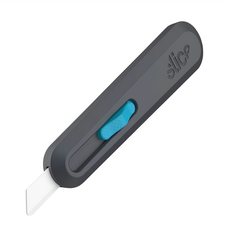 Slice 多用途陶瓷切刀 智慧安全回彈 短刃型 附雙面圓刃安全刀片10526 Ergo Pull專利人體工學滑動按鈕, 黑色, 1個