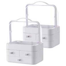 化妝品收納箱, ABS塑料材質, 一般款/加大款, 太空灰, 2個