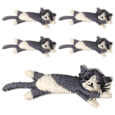Dodohara 貓咪造型刺繡布貼, 48x17毫米 灰色, Set 5個