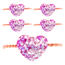 SY 兒童造型愛心髮束 5個入, 愛心紫, 不適用