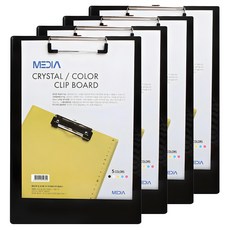 MEDIA 水晶彩色板夾, 黑色, 4入