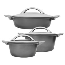 LocknLock 樂扣樂扣 Bridge IH雙耳湯鍋組, 灰色, 2.4L + 4.4L + 3.9L, 1組