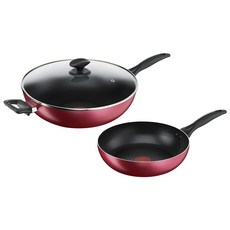 Tefal 特福 巴洛克系列不沾鍋具組 3入, 平底鍋26cm + 炒鍋加蓋32cm, 混合色, 1組