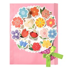 2Youngdesign 花束造型 手繪插圖明信片, 淺粉色, 1個