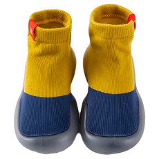 寬頭透氣膠底學步鞋 加厚保暖 柔軟安全防滑, 22~23(13.5cm), 高筒黃藍拼色