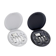 EDISH 60W多功能快充數據線收納盒, 數據線整理好幫手，多接頭兼容設計，輕巧便攜, 黑色、白色, 2個