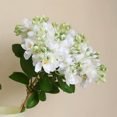 Floral M 花藝 仿真花 夏日經典茉莉花, 優雅白, 1支