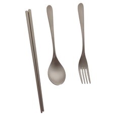 TEMPEST 純鈦餐具 義式款3件組, 筷子 + 叉子 + 湯匙, 單色, 1組