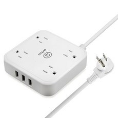 aibo 淨極簡 延長線 四插座三USB充電 一鍵開關, 1個, 白色, 1.8M