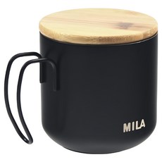 MILA 竹蓋刻度露營杯 ML-G7313 360ml, 黑色, 1個