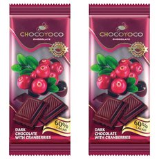 CHOCOYOCO 巧克優 60%蔓越莓夾心黑巧克力, 100g, 2包