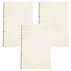葉子小舖 A4活頁夾 30孔活頁內頁 橫線補充內頁60張, 3包, 單色