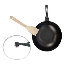 韓國麥飯石不沾炒鍋三件套 - 輕巧易潔 家庭必備, 內徑30cm x 外徑32cm x 鍋深9cm x 手柄18cm, QA1607, 1組