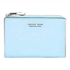 韓版十字紋中夾, 高品質皮質面料, 123g, 卡位*11, 零錢袋*2, 高10cm x 寬3cm x 長14cm, 藍色