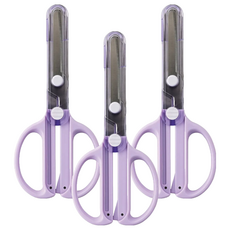 KUTSUWA STAD 兒童安全剪刀 附蓋 防膠刀片, 紫色, 3支