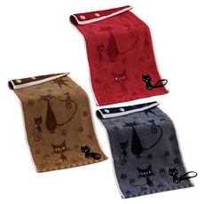 星紅織品 黑色小貓純棉兒童毛巾 25x50cm 100%純棉, 藍色/紅色/咖啡色, 1組