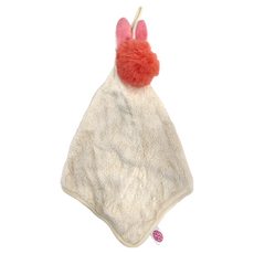 巧巧 小萌兔絨球擦手巾, 紅色 + 米色, 1條