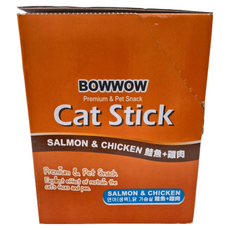 BOWWOW 貓咪化毛點心 新鮮鮭魚富含Omea3&6 使毛色健康亮麗, 鮭魚 + 雞肉, 20g, 1盒
