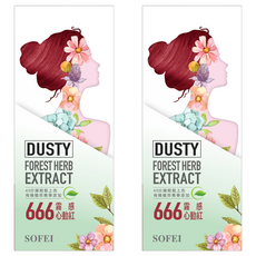 SOFEI 舒妃 型色家 植萃添加護髮染髮霜, 666 霧感心動紅, 2組