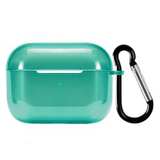 AirPods Pro 透明TPU保護殼 + 防丟登山扣, G4754-6, 湖水綠, 1個