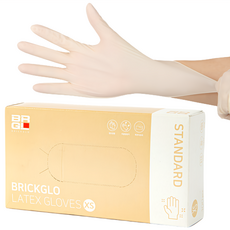 BRICKGLO 標準型乳膠手套 100入, 迷你(XS), 米白色, 1盒
