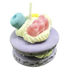 韓式手作馬卡龍香氛精油蠟燭 顏色隨機 附陶瓷白貝殼款燭盤, 1個, 黑莓&月桂葉香味, 474g