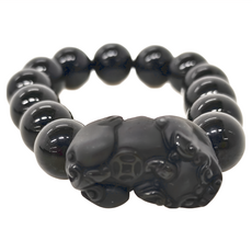 財旺神佑 黑曜石貔貅手鍊 1.4cm貔貅 8cm手鍊