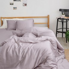 BUHO 布歐 素面文青300織100%純天絲 雙人特大薄被套 60支紗 莫蘭迪紫, 210 x 240cm