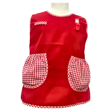 可愛俏皮莓好拼色格紋輕便圍兜, 純棉+聚酯纖維, 8號