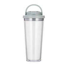 HIKARI 日光生活 TEA透雙層吸管杯 670ml AS杯身 Tritan吸管, 綠色, 1個