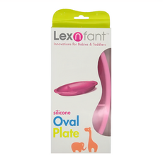 Lexnfant 學習餐盤, 100%矽膠 耐熱 -10°C~170°C 橢圓形餐盤, 粉色, 24 x 12 x 3.5cm, 1個