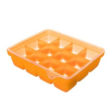 SiliPot 12格矽膠製冰盒 含蓋 橘色, 133*152*41mm, 1個