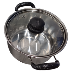 MIKA HOUSE 橘之屋 雙耳湯鍋 不鏽鋼 瓦斯爐/電磁爐適用 強化玻璃蓋, 16cm, 1組