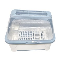 方形碗盤收納箱 大號, 藍白, 1個