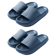厚底拖鞋 Set 2雙, 增高設計，柔軟舒適，抗震減壓，Q彈鞋底，防滑耐磨, 270mm, 深藍色