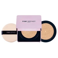 PONY EFFECT 香檳紫保濕光澤提亮氣墊 秋冬新款 打造持久完美底妝 韓國女團光澤肌 乾肌必備 自然光澤肌, 03 Vanilla, 1組