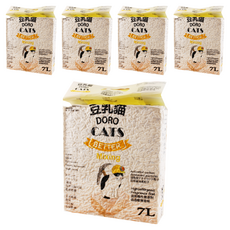 DORO CAT 豆乳貓 混合豆腐與礦物貓砂 7L 添加活性碳消臭粒子 低過敏, 無味, 5袋