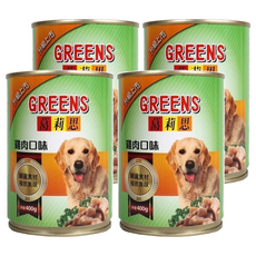 GREENS 葛莉思 犬罐 400g 大容量, 雞肉, 4罐