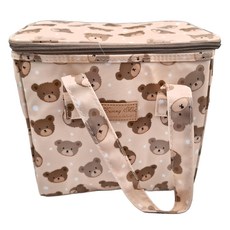 Kwang Min 英倫風保溫保冷防水便當袋, 中款(25 x 16 x 23cm), 黃底可愛熊, 1個