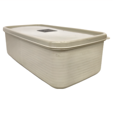 GINI 食品級日式雙格霧面壓紋保鮮盒 奶茶色 1L 台灣設計製造, 1入, 1個