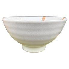 新食器 幾何麵碗 日本製, 白底橘線, 1個