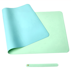 雙面拼色防水皮革滑鼠墊餐桌墊 70 x 35cm, 淺藍色 + 水綠色, 1個