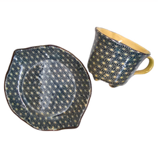 麻葉星紋陶瓷杯碟套裝, Multi-color, 杯 + 皿, 1組