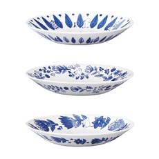 yamaka 山加商店 MOOMIN 陶瓷義大利麵盤 3件組, 3件組陶瓷盤, 藍色 + 白色, 1組