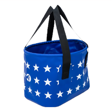 E.City 戶外可折疊露營加厚防水提水桶釣魚置物桶 PVC材質, 大(27 x 39 x 25cm), 藍色