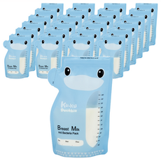 KU.KU. 酷咕鴨 雙出口立體母乳保鮮袋 防漏夾鏈設計 不佔空間 密封性佳, 260ml, 25個, 1袋